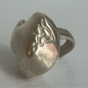 Vintage 925 Sterling Silver Heart Ring – Sculptural / Organic Design Size 6.5